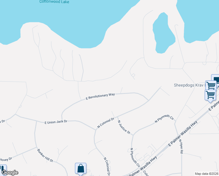 map of restaurants, bars, coffee shops, grocery stores, and more near 5601 East Revolutionary Way in Wasilla