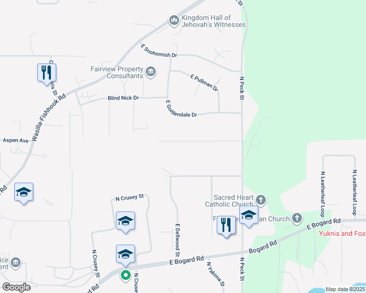 map of restaurants, bars, coffee shops, grocery stores, and more near 980 East Snow Hill Avenue in Wasilla