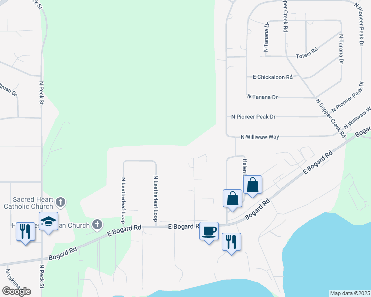 map of restaurants, bars, coffee shops, grocery stores, and more near 1180 North Elsinore Avenue in Wasilla