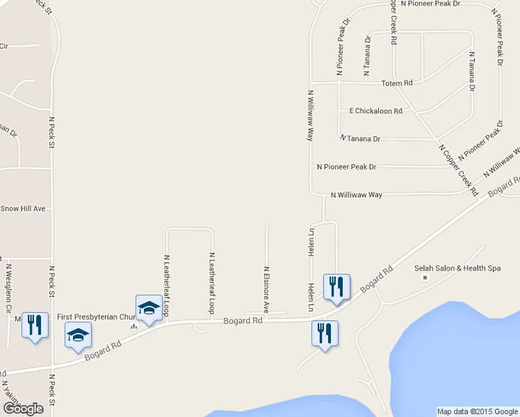 map of restaurants, bars, coffee shops, grocery stores, and more near 1180 Elsinore Way in Wasilla