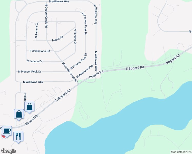 map of restaurants, bars, coffee shops, grocery stores, and more near 2315 McKinley drive in Wasilla