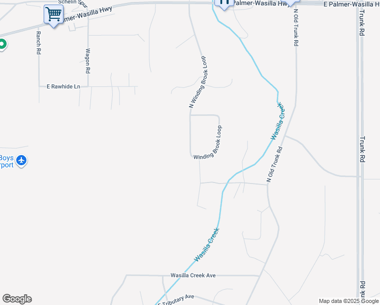 map of restaurants, bars, coffee shops, grocery stores, and more near 1360 North Winding Brook Loop in Palmer