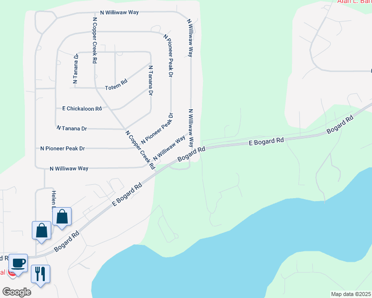 map of restaurants, bars, coffee shops, grocery stores, and more near 2315 Mc Kinley Drive in Wasilla