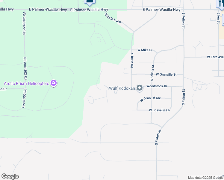 map of restaurants, bars, coffee shops, grocery stores, and more near 12201 East Woodstock Drive in Palmer