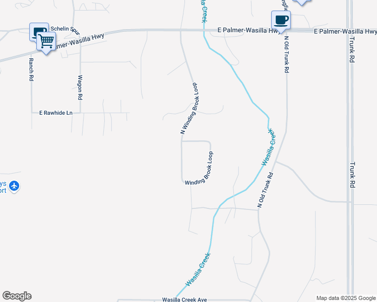 map of restaurants, bars, coffee shops, grocery stores, and more near 1401 North Winding Brook Loop in Palmer