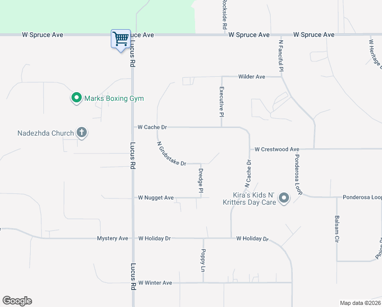 map of restaurants, bars, coffee shops, grocery stores, and more near 1425 Grubstake Trail in Wasilla