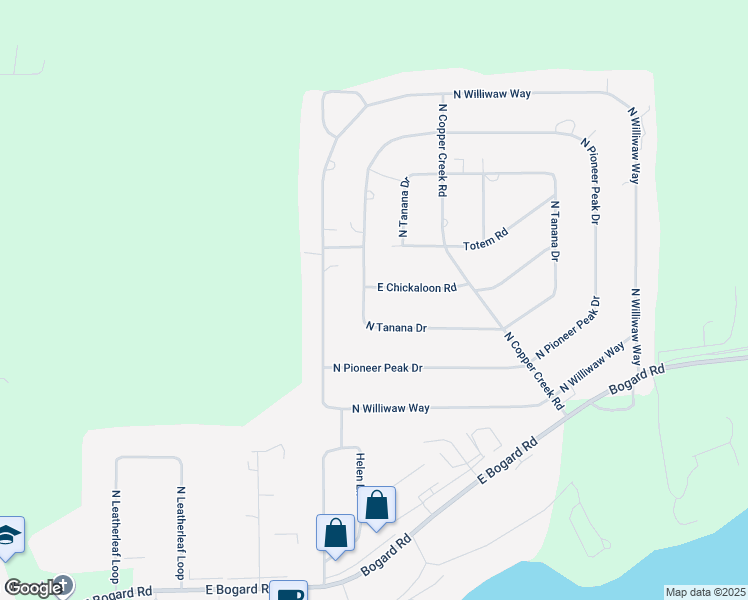 map of restaurants, bars, coffee shops, grocery stores, and more near 1260 North Pioneer Peak Drive in Wasilla