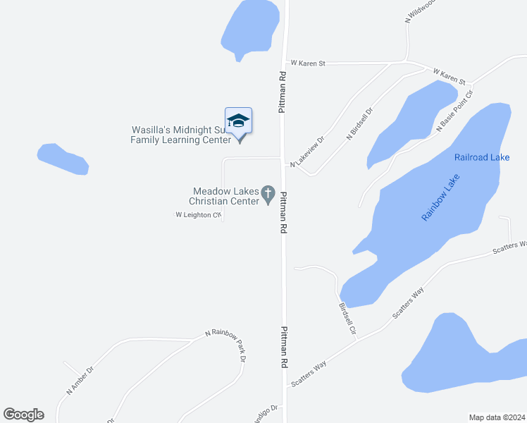 map of restaurants, bars, coffee shops, grocery stores, and more near 1040 Pittman Road in Wasilla