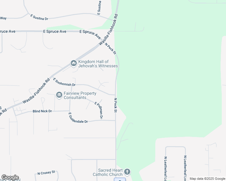 map of restaurants, bars, coffee shops, grocery stores, and more near 1155 East Snohomish Drive in Wasilla