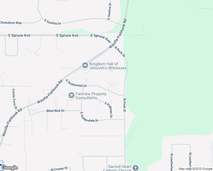 map of restaurants, bars, coffee shops, grocery stores, and more near 1540 Chattaroy Circle in Wasilla