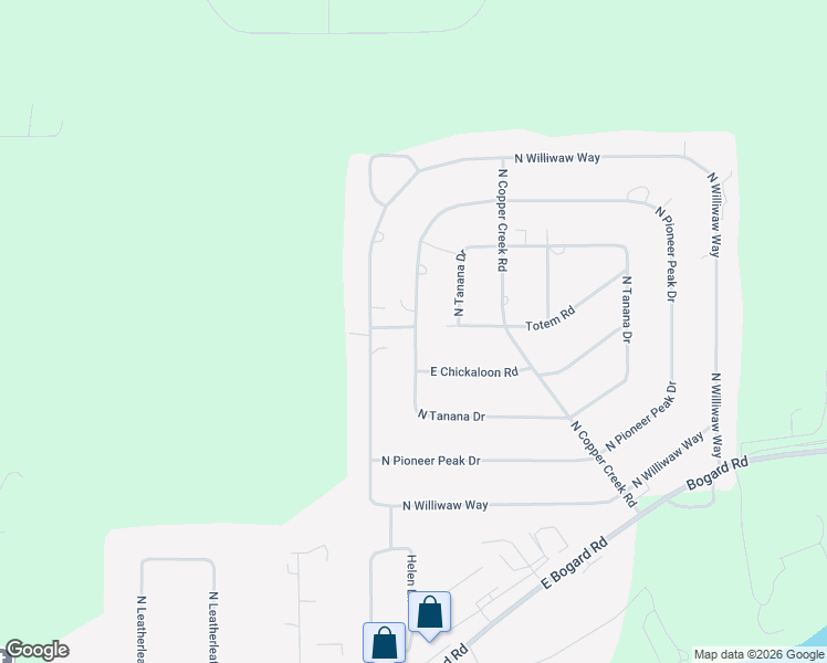 map of restaurants, bars, coffee shops, grocery stores, and more near 1300 North Pioneer Peak Drive in Wasilla