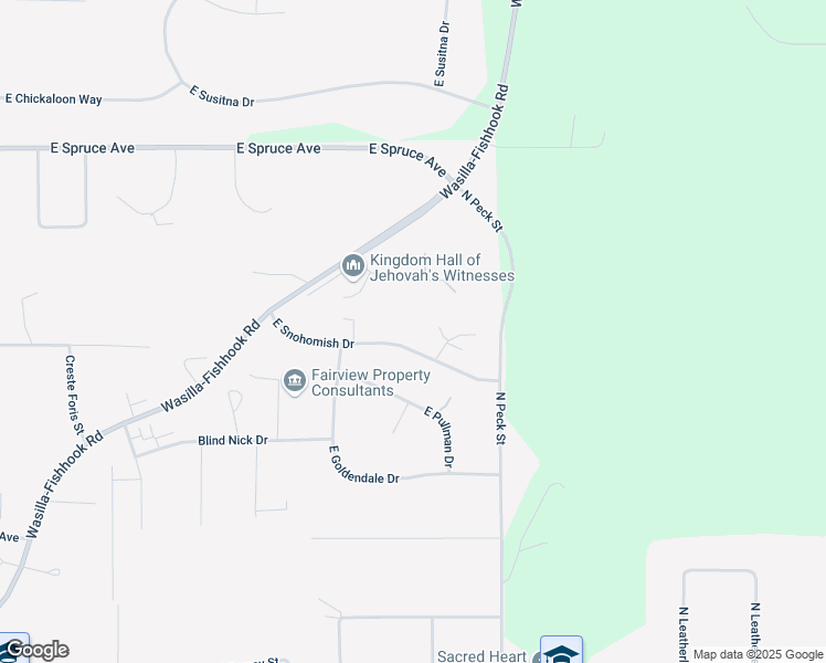 map of restaurants, bars, coffee shops, grocery stores, and more near 1051 East Snohomish Drive in Wasilla
