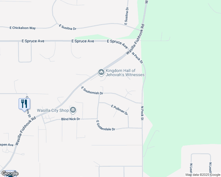 map of restaurants, bars, coffee shops, grocery stores, and more near 981 East Snohomish Drive in Wasilla
