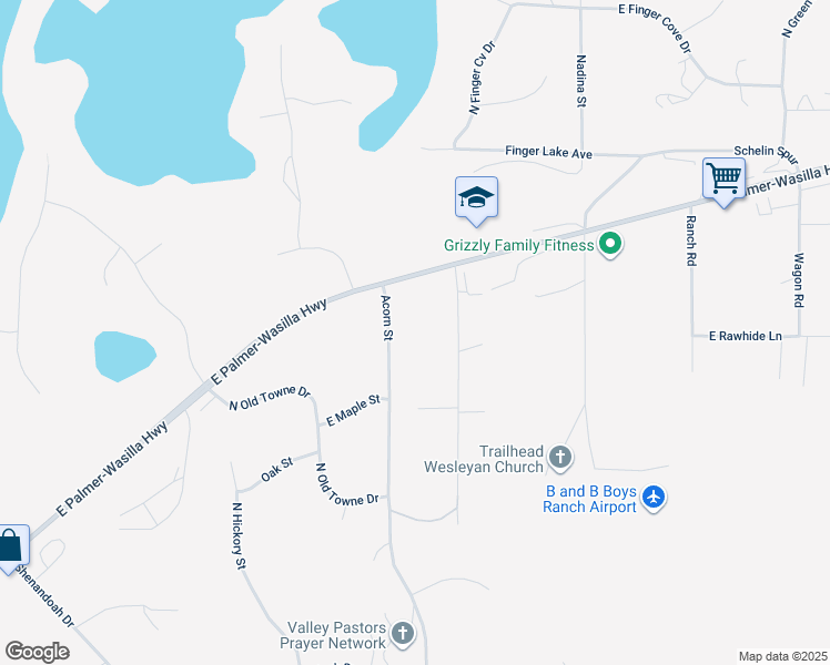map of restaurants, bars, coffee shops, grocery stores, and more near 1521 Acorn Street in Palmer