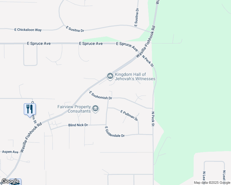 map of restaurants, bars, coffee shops, grocery stores, and more near 981 East Snohomish Drive in Wasilla