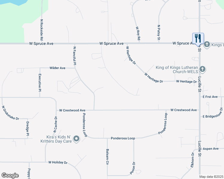 map of restaurants, bars, coffee shops, grocery stores, and more near 1580 North Centurian Place in Wasilla