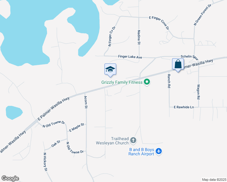 map of restaurants, bars, coffee shops, grocery stores, and more near 1558 North Double B Street in Palmer