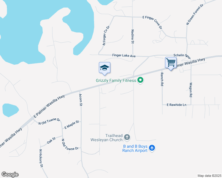 map of restaurants, bars, coffee shops, grocery stores, and more near 1558 North Double B Street in Palmer