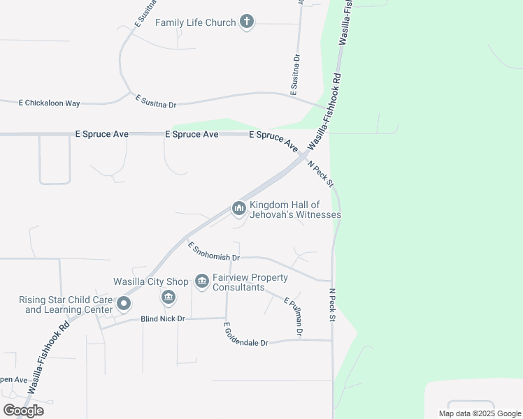 map of restaurants, bars, coffee shops, grocery stores, and more near 1001 East Northstar Circle in Wasilla