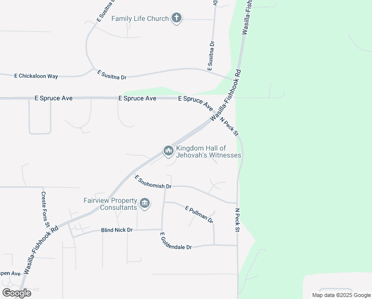 map of restaurants, bars, coffee shops, grocery stores, and more near 1001 East Northstar Circle in Wasilla