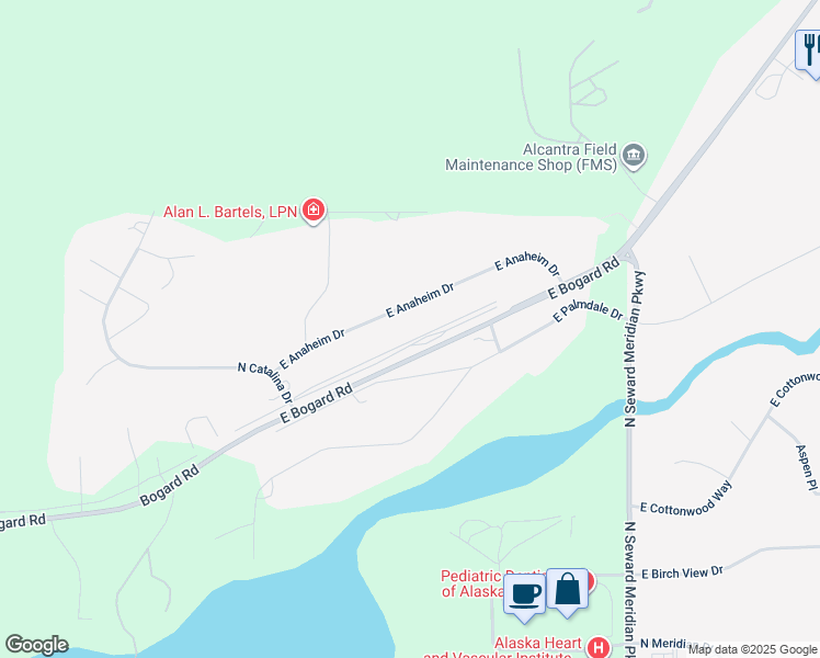 map of restaurants, bars, coffee shops, grocery stores, and more near 3230 E Anaheim Dr in Wasilla