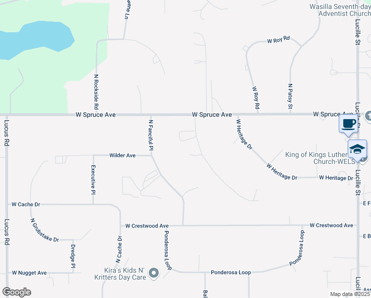 map of restaurants, bars, coffee shops, grocery stores, and more near 1660 North Centurian Place in Wasilla