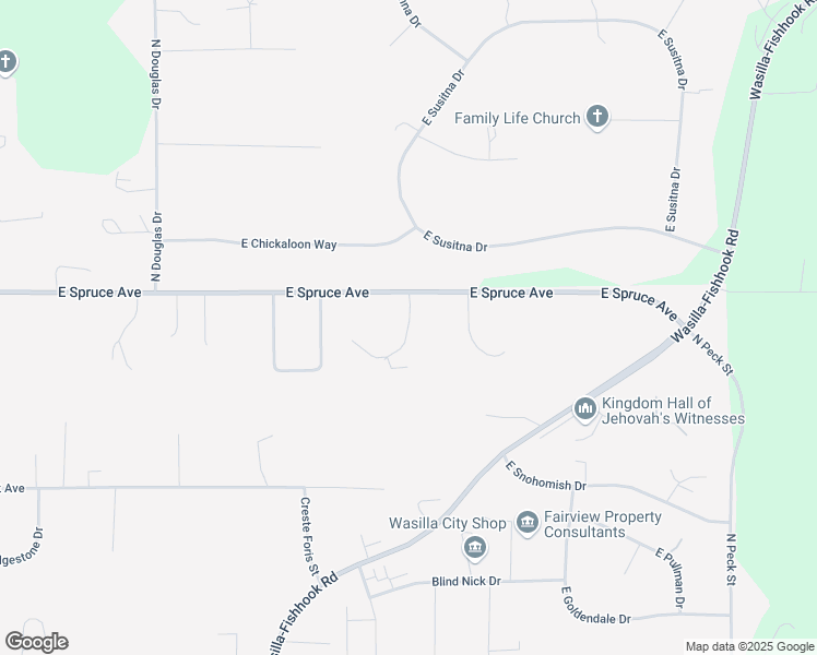 map of restaurants, bars, coffee shops, grocery stores, and more near North Nina Circle in Wasilla