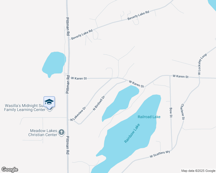 map of restaurants, bars, coffee shops, grocery stores, and more near 1801 North Lakeview Drive in Wasilla