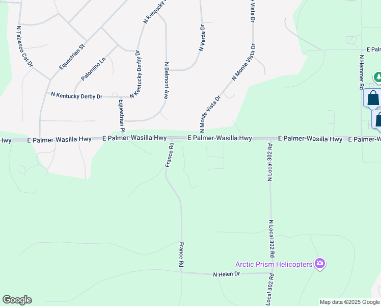 map of restaurants, bars, coffee shops, grocery stores, and more near 11420 East Palmer-Wasilla Highway in Palmer