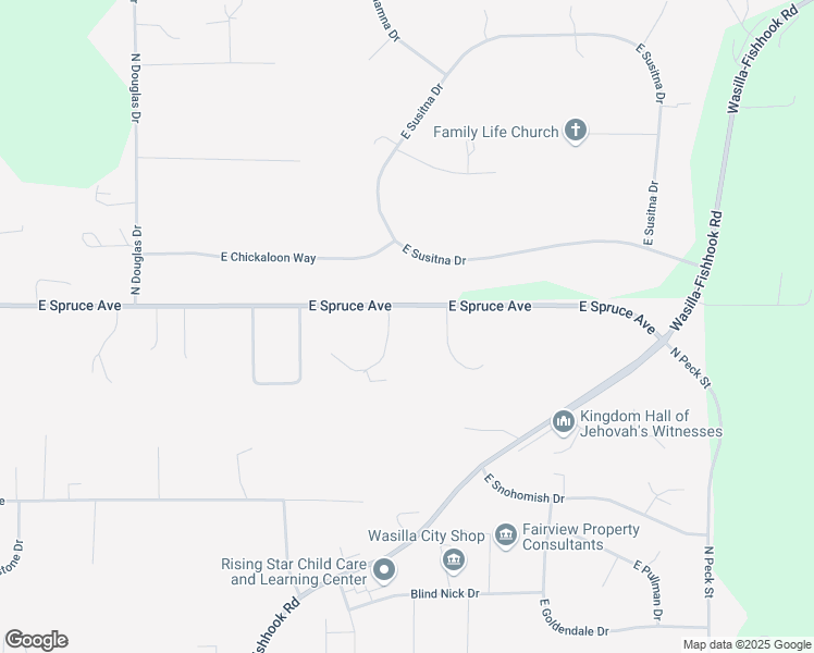 map of restaurants, bars, coffee shops, grocery stores, and more near 1799 North Nina Circle in Wasilla