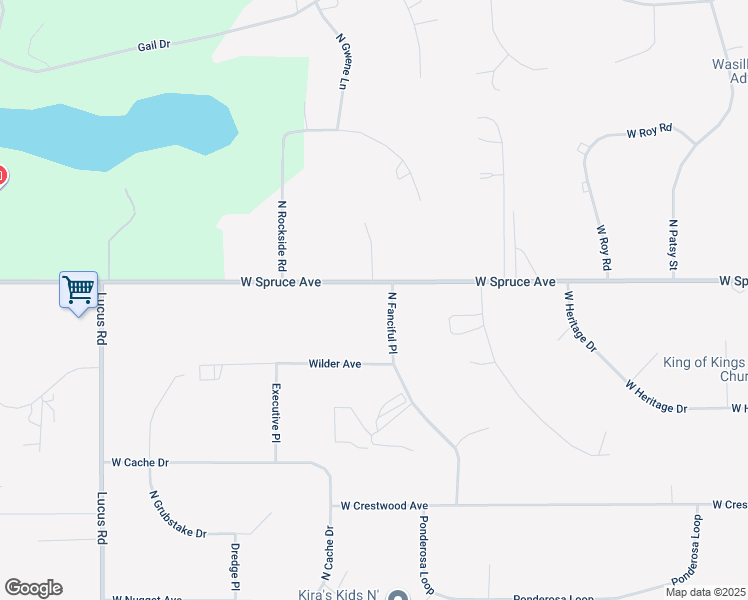 map of restaurants, bars, coffee shops, grocery stores, and more near 1750 North Fanciful Place in Wasilla