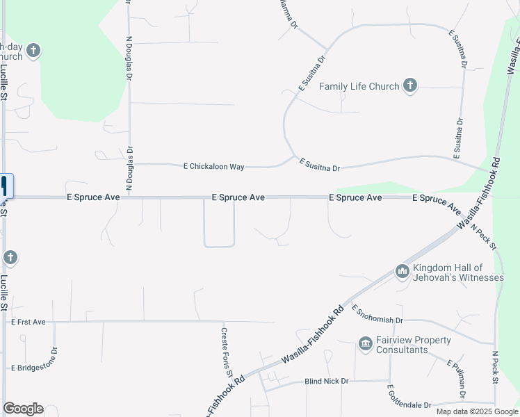 map of restaurants, bars, coffee shops, grocery stores, and more near 600 East Spruce Avenue in Wasilla