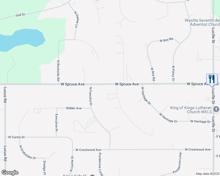 map of restaurants, bars, coffee shops, grocery stores, and more near 1790 North Centurian Place in Wasilla