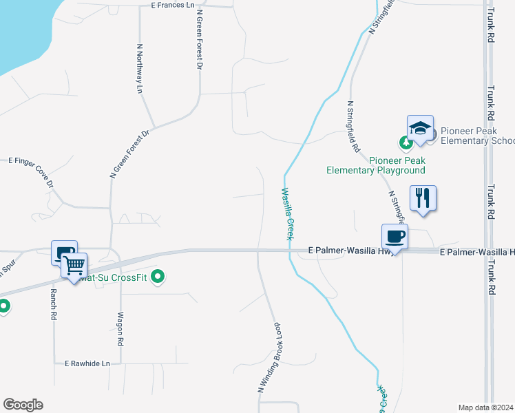 map of restaurants, bars, coffee shops, grocery stores, and more near 1920 North Creekwood Park Circle in Palmer