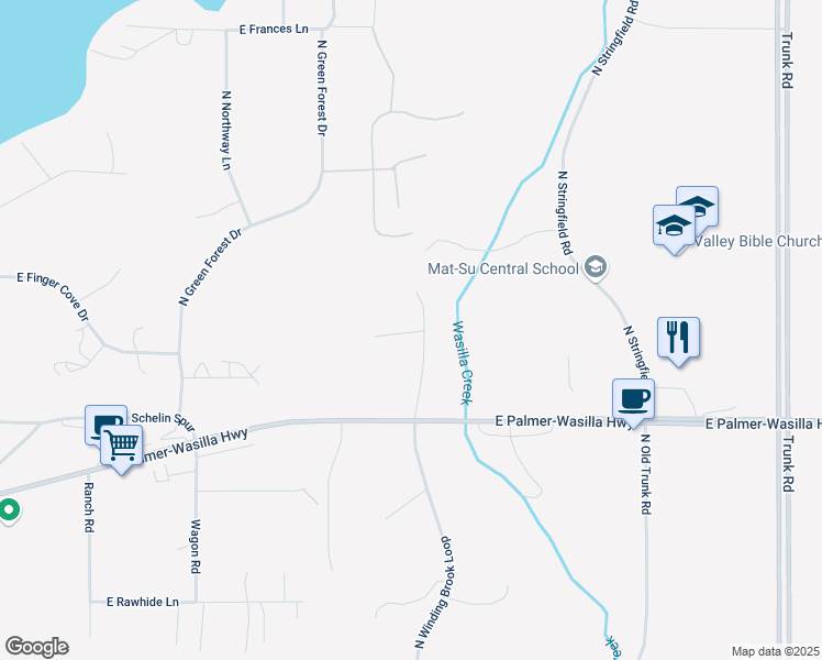 map of restaurants, bars, coffee shops, grocery stores, and more near 1920 North Creekwood Park Circle in Palmer