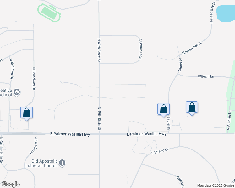 map of restaurants, bars, coffee shops, grocery stores, and more near 9695 East Trennie Loop in Palmer