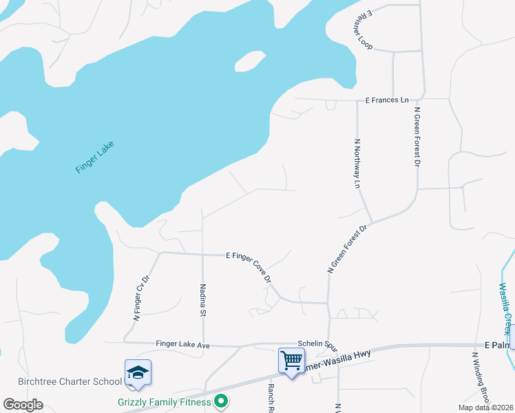 map of restaurants, bars, coffee shops, grocery stores, and more near 7300 Waldron Cove Court in Palmer