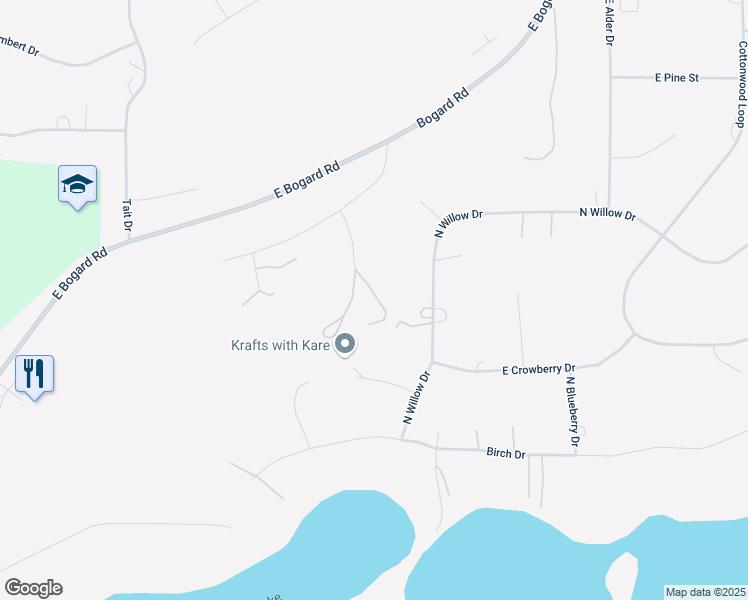map of restaurants, bars, coffee shops, grocery stores, and more near 2150 Biltmore Court in Wasilla