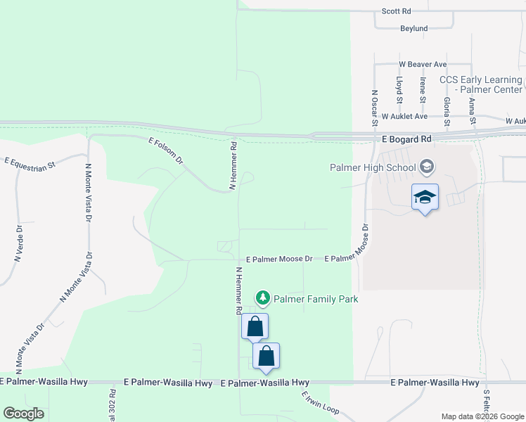 map of restaurants, bars, coffee shops, grocery stores, and more near 12075 Chalet Drive in Palmer