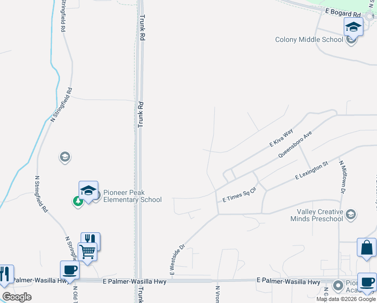map of restaurants, bars, coffee shops, grocery stores, and more near 8605 Greenwich Circle in Palmer