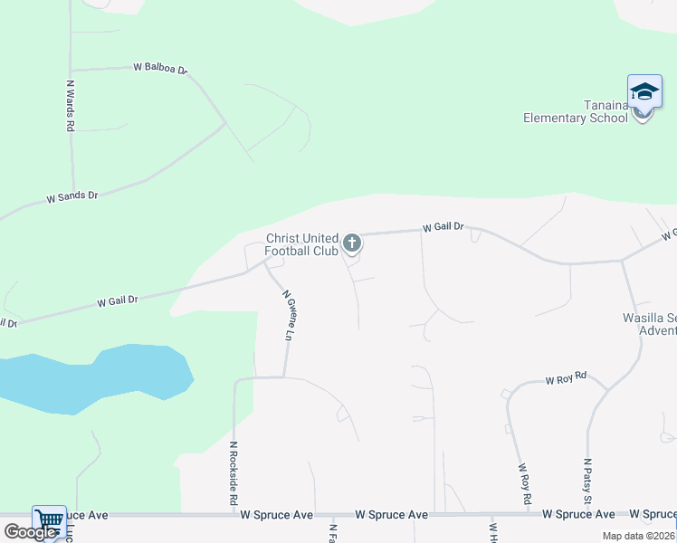 map of restaurants, bars, coffee shops, grocery stores, and more near 2230 North Pearl Road in Wasilla