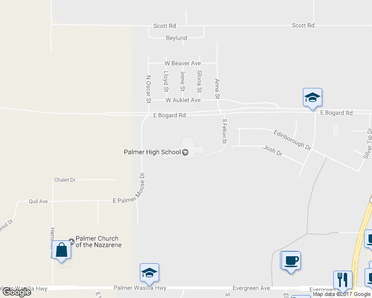 map of restaurants, bars, coffee shops, grocery stores, and more near 1170 West Arctic Avenue in Palmer
