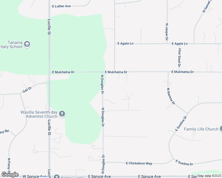 map of restaurants, bars, coffee shops, grocery stores, and more near 2261 North Douglas Drive in Wasilla