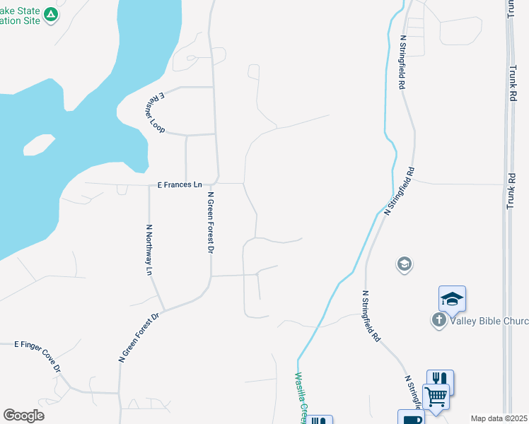 map of restaurants, bars, coffee shops, grocery stores, and more near 2425 North Larkspur Hill Circle in Palmer