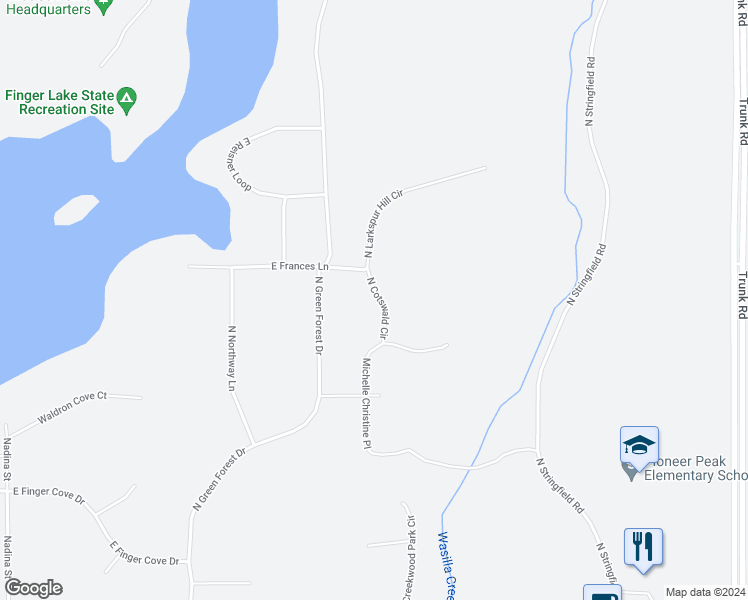 map of restaurants, bars, coffee shops, grocery stores, and more near 2350 North Cotswald Circle in Palmer