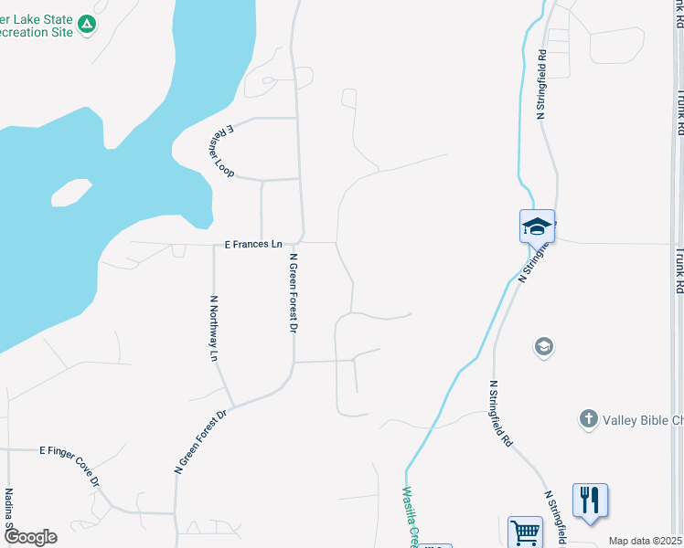 map of restaurants, bars, coffee shops, grocery stores, and more near 2361 North Green Forest Drive in Palmer