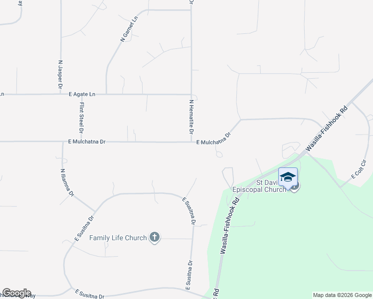 map of restaurants, bars, coffee shops, grocery stores, and more near 1101 East Mulchatna Drive in Wasilla
