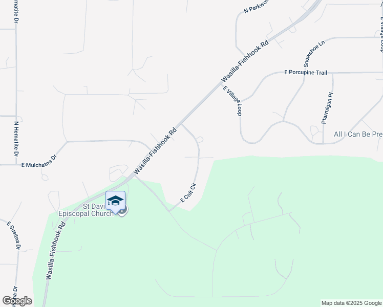 map of restaurants, bars, coffee shops, grocery stores, and more near 2400 North Via Tranquilla Drive in Wasilla