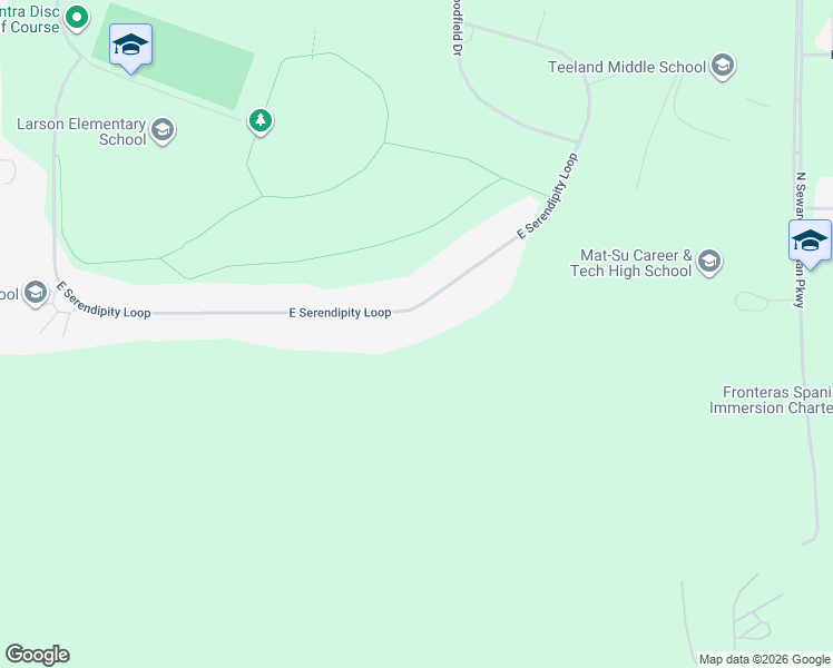map of restaurants, bars, coffee shops, grocery stores, and more near 3785 East Serendipity Loop in Wasilla