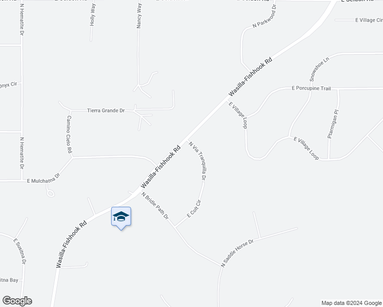 map of restaurants, bars, coffee shops, grocery stores, and more near 2530 North Via Tranquilla Drive in Wasilla